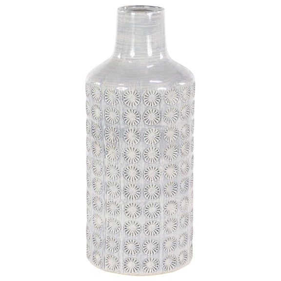 CosmoLiving by Cosmopolitan 18" Floral Gray Porcelain Ceramic Vase