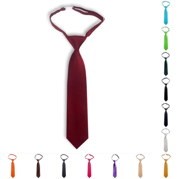VOUZZA Kids Tie Solid Color Lazy Pull Necktie Cute School Uniform Pre-Tied Adjustable Neckwear for Toddler Boys Girls JK Style, One Size