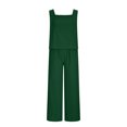 thumbnail image 4 of Women's Two Piece Outfits Sets Square Neck Sleeveless Tank Top Elastic Waist Wide Leg Pants Homewear Summer Vacation Set, 4 of 6