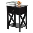 thumbnail image 5 of Knocbel Modern Wood Side Table Nightstand End Table with Lower Shelf and A Storage Drawer, Special Designed Double X Frame Sides, Perfect for Living Room Bedroom, 15.75"W x 11.81"D x 21.65"H Black, 5 of 9