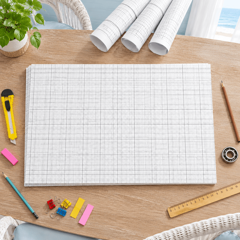 50 Sheets Large Graph Paper, 24 X 36 Inch, White, 1/4 Inch Ruled Giant ...