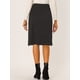 thumbnail image 3 of Falda de gamuza para mujer Hasta la rodilla Botón Frente Cintura alta Bolsillos Decoración Faldas acampanadas Negro XS, 3 of 6