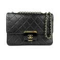 thumbnail image 1 of Pre-Owned CHANEL Shoulder Bag Leather Black Gold Women's z4416 (Good), 1 of 5