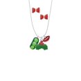 thumbnail image 2 of Delight Jewelry Fimo Clay Three Peas in a Pod Christmas Kiss Charm Necklace and Stud Earrings, 2 of 4