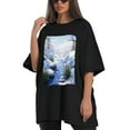 thumbnail image 4 of Plus Size Shirt for Women Black Tops for Women Short Sleeves Shirt for Women Snow Environment T Shirt Crewneck Shirt for Women XL, 4 of 5