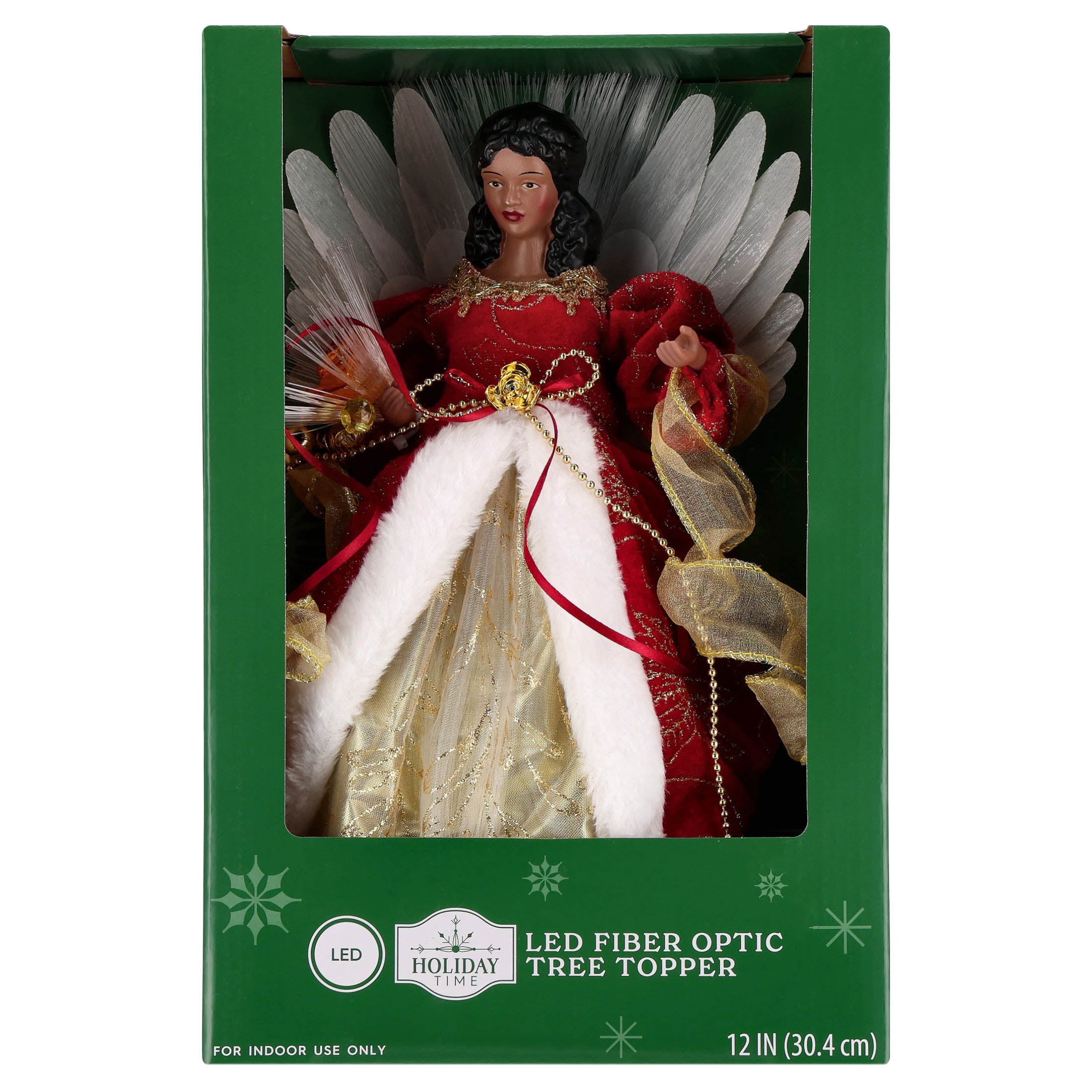 LED Fiber Optic Angel Christmas Tree Topper, Red, 12", by Holiday Time