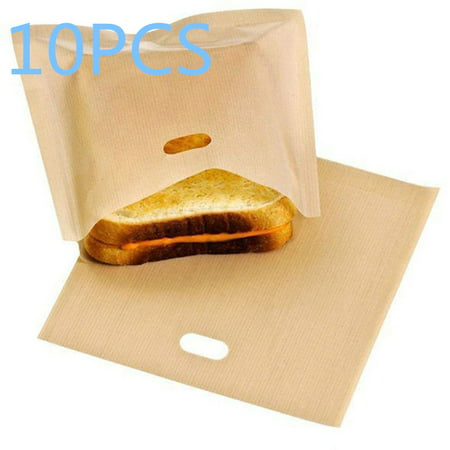Jeobest Reusable Toaster Bags - Pocket Sandwich Toaster - Toaster Grilled Cheese Bags - 10PCS Non-stick Reusable Toaster Bags for Grilled Cheese Sandwiches Chicken (6.3 x 6.3 inch) (Best Deep Fill Sandwich Toaster)