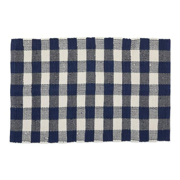 Design Imports CAMZ11261 Navy & Cream Buffalo Check Rag Rug, 26 x 40 cm