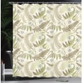 thumbnail image 4 of Ambesonne Botany Shower Curtain, Curlicue Fern Leaves Art, 69"Wx84"L, Eggshell and Dark Tan, 4 of 5