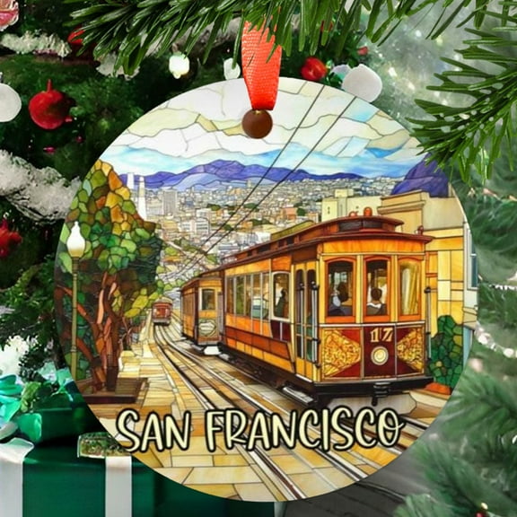 San Francisco Christmas Ornament, Ceramic/Acrylic - San Francisco Travel Souvenir, Tree Hanging Ornament, Vacation Keepsake 2025, Gift for Travel Lovers, 2025 Collector’s Piece