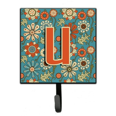 

Carolines Treasures CJ2012-USH4 Letter U Flowers Retro Blue Leash or Key Holder 7Hx4.25W multicolor