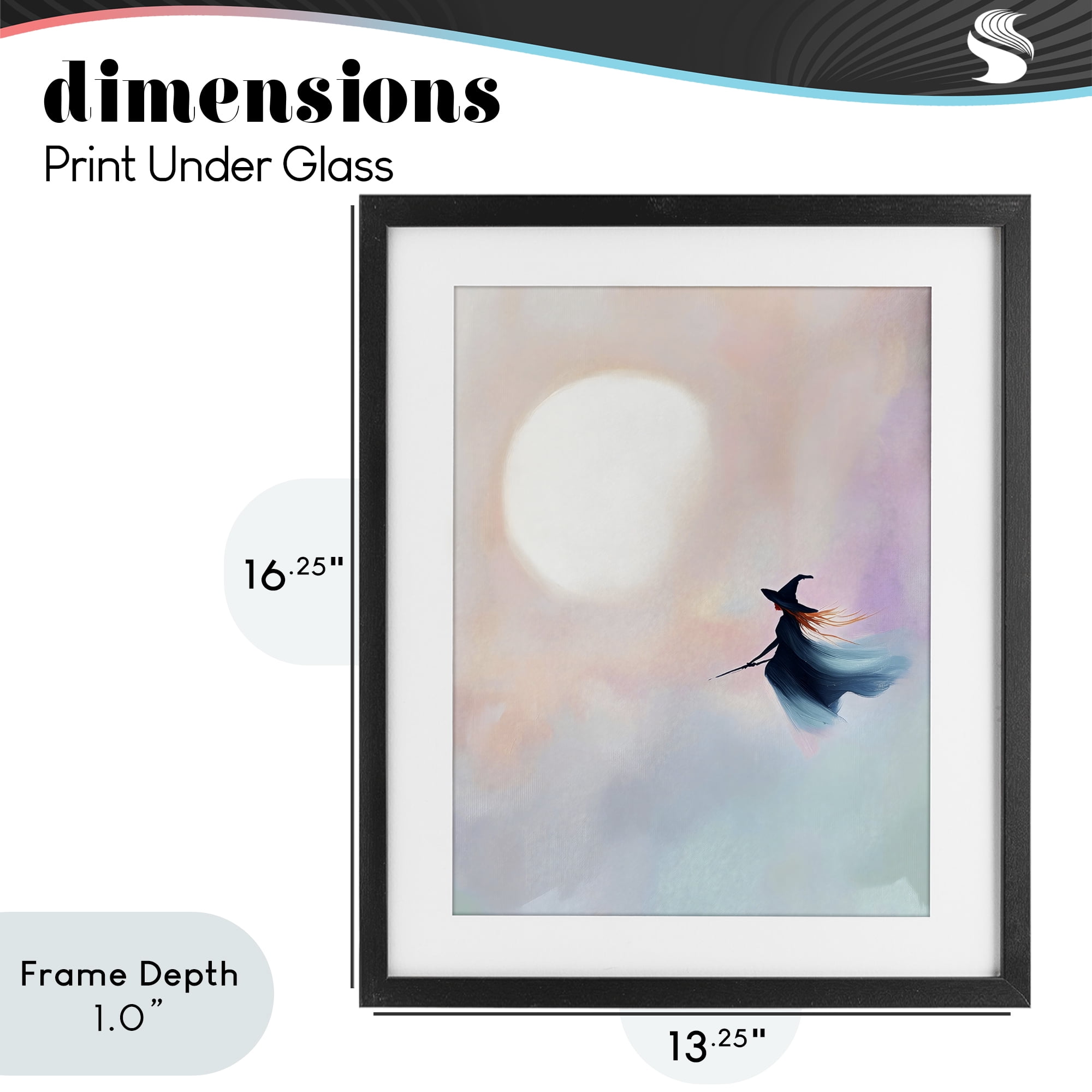 Stupell Industries Witch Flying at Sunset Black Framed Print Under Glass, design by The Prints Vibe