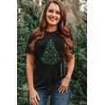 thumbnail image 5 of Women's Black Rhinestone Christmas Tree Round Neck Graphic Tee | [ZhiHiMeRi] | (US 20-22)2XL, 5 of 6