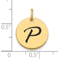 thumbnail image 2 of 14K Yellow Gold Polished Black Enamel Letter P Initial Disk Charm (Width 15.24) (Length 15.24) - Jbsp, 2 of 5