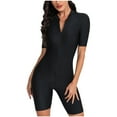 thumbnail image 2 of Hicidod Women's One Piece Short Sleeve Swimsuit Rash Guard Bathing Suit Slim Fit Beach Boyleg Bottom Upf 50+ Surfing Swimwear, 2 of 7