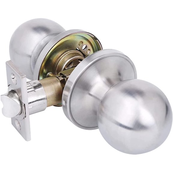 YIHATA Passage Doorknob, Keyless Round Knob Set for Hallway or Closet, Interior Doorknobs, Satin Nickel Finish