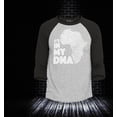 thumbnail image 2 of Shop4Ever Men's It's in My DNA African Pride Raglan Baseball Shirt XX-Large Heather Grey/Black, 2 of 4