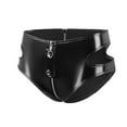 thumbnail image 4 of Women Hot Shorts Black PVC Summer Skinny Faux Leather Shorts Plus Size Low Sexy Waist Women's Zipper Open Crotch Mini Shorts, 4 of 7
