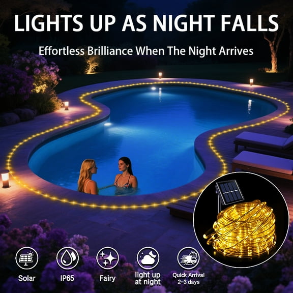 Solar String Lights Outdoor, 39FT 100 LED Rope Lights Solar Powered with 8 Lighting Modes,IP65 Waterproof Solar Patio Lights, Solar String Lights for Outside Tree Yard Halloween Decoration