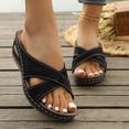 thumbnail image 3 of Women's Wedge Platform Sandals Comfortable Slip On Backless Slide Beach Sandal Open Toe Non Slip Work Shoes Black Size 8.5, 3 of 5