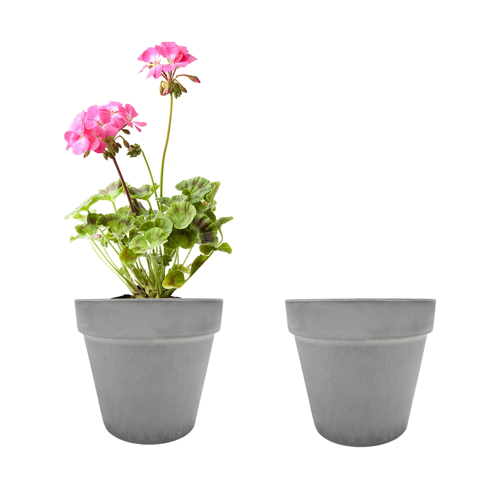 FLORET 10" Large Round Garden Planter Pots, Plastic Terra Cotta Pots