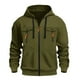 thumbnail image 1 of pstuiky camisas de manga larga para hombre, Sudadera con capucha multibolsillos para hombre, informal, de moda, con cremallera, color liso, manga larga Tops de hombre m, 1 of 2
