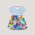 thumbnail image 2 of Toddler Girls Dresses Striped Summer Cartoon Appliques Cottn Casual Clothing Dress Size 2-3T, 2 of 9