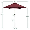 thumbnail image 2 of WDZS 7.5 ft Solar Patio Umbrella Outdoor Market Table Umbrella w/Push Button Tilt & Crank and UV Protection for Garden, Deck, Backyard, Pool and Beach, Burgungy, 2 of 9