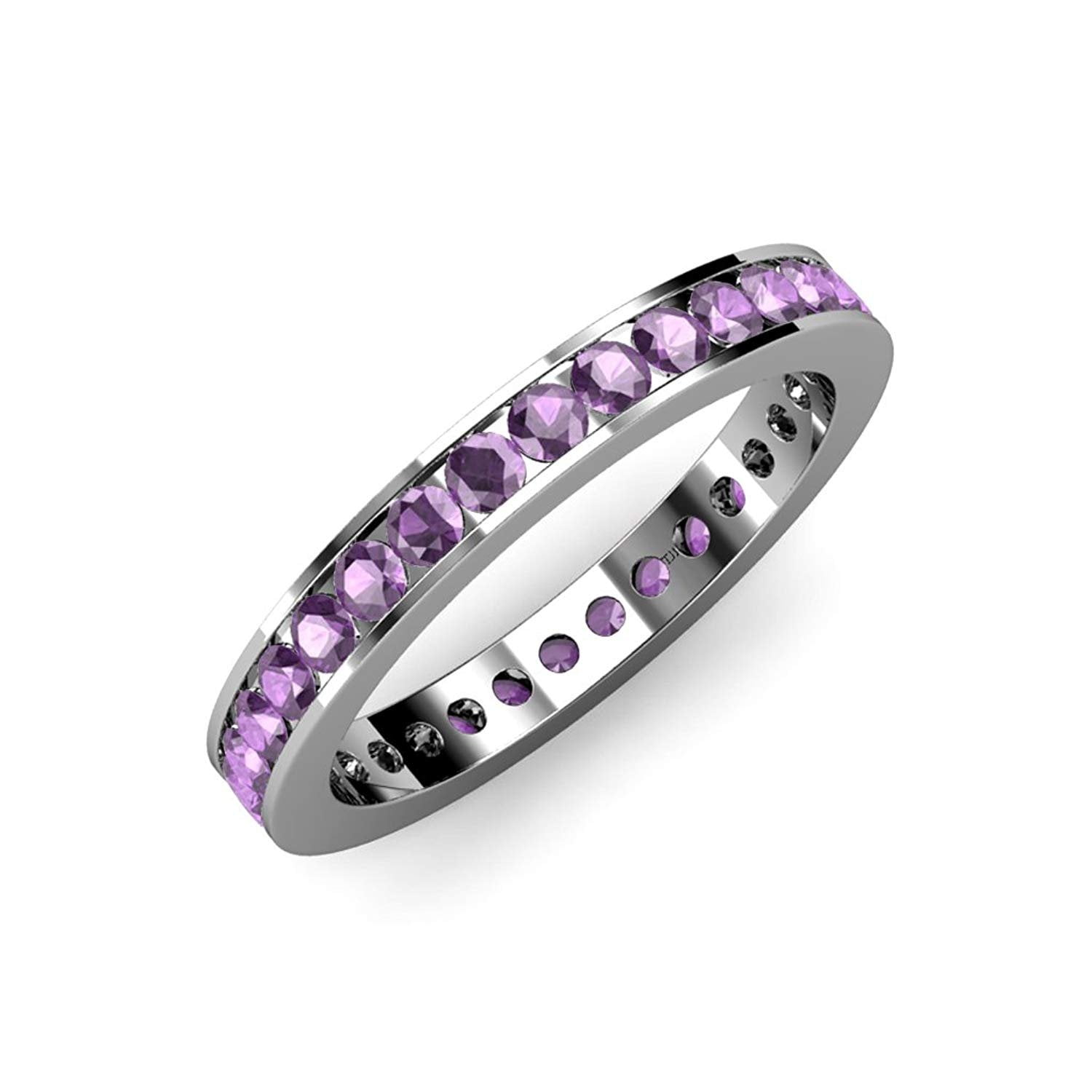 Amethyst Channel Set Eternity Band 1.21 ct tw to 1.42 ct tw in 18K White Gold.size 8.0 by TriJewels