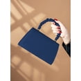 thumbnail image 6 of Women's Ruched Top Handle Handbag Navy Blue Shoulder Bag Elegant Satchel Purse for Party Evening Events, 6 of 7