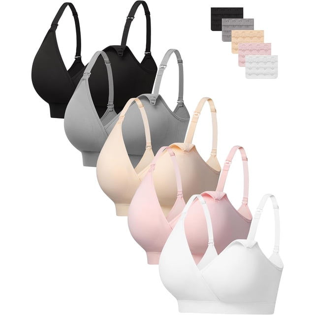 - Sujetadores de lactancia para lactancia merna, sin costuras, cuello en V, sin costuras, brasier de mernidad para embarazo, posparto, brasier para dormir