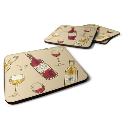 

Carolines Treasures BB5196FC Red and White Wine Foam Coaster Set of 4 3 1/2 x 3 1/2 multicolor