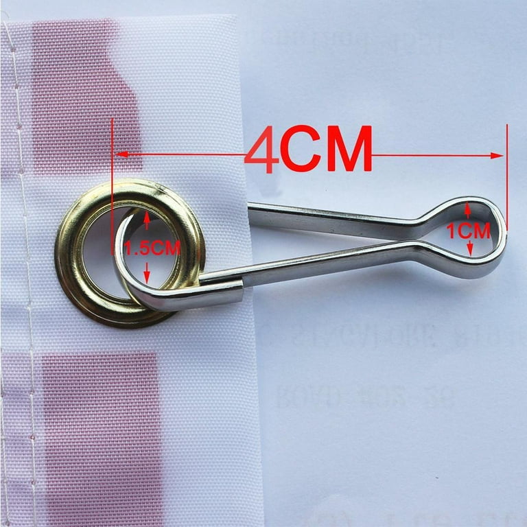 2x 4 Pieces Stainless Steel Spring Clip Clips Hook pole Attachment - 4cm