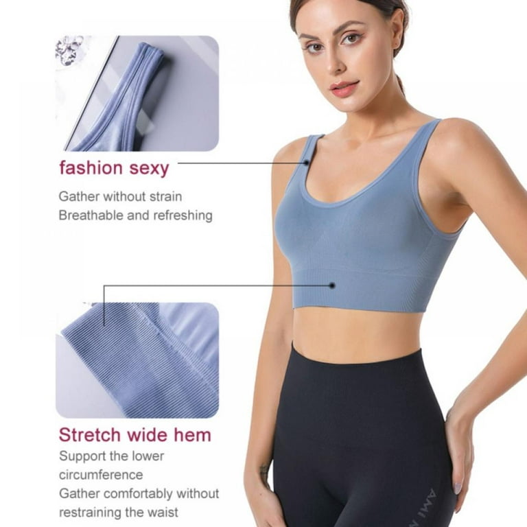 3 Pack Women Sports Bras Longline Fitness Crop Tops Tank Gym Camisole Yoga  Workout Running Shirts 
