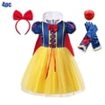 thumbnail image 4 of Disney disfraz de princesa Blancanieves para niña, manga abullonada con capa, vestido de Halloween para fiesta, vestidos de cumpleaños para niña de 2 a 8 años, 4 of 5