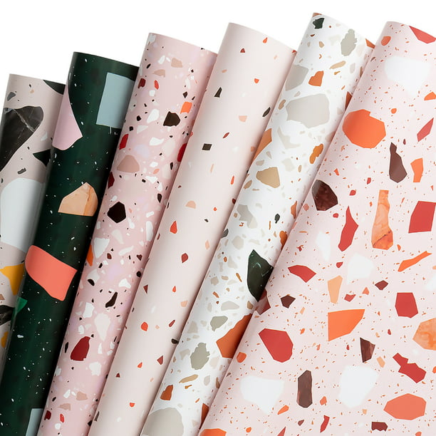WRAPAHOLIC Gift Wrapping Paper Sheet Terrazzo Design for