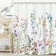thumbnail image 1 of Dznils Cortina Shower de Tela Floral Blanca Cortina de Baño de Acuarela con Ganchos, Rosa, 72 x 72, 1 of 13
