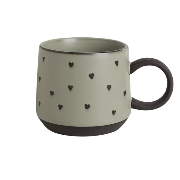 Taza de desayuno de gran capacidad con diseño de corazón pequeño de gres, taza for el hogar, café, avena