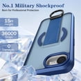 thumbnail image 2 of Case For Apple iPhone 17e / 16e 6.1-inch, Compatible With MagSafe，Integrated Retractable Metal Ring Holder ShockProof Protective Car Mounted Magnetic Case,Blue,For iPhone 17e/16e, 2 of 10