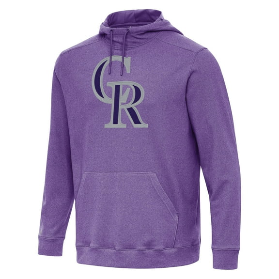 Men's Antigua Heather Purple Colorado Rockies Cloud Pullover Hoodie