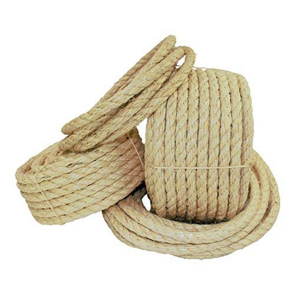 SGT KNOTS Natural Fibers Twisted Sisal Rope - Moisture & Weather Resistant Rope for Marine, Decor, Indoor/Outdoor use (1/2" x 100ft)