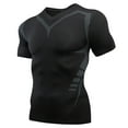thumbnail image 3 of sususu Men's Athletic short Sleeve Compression Shirt Thermal Workout Running Gym Fitness Top Silver L, 3 of 3