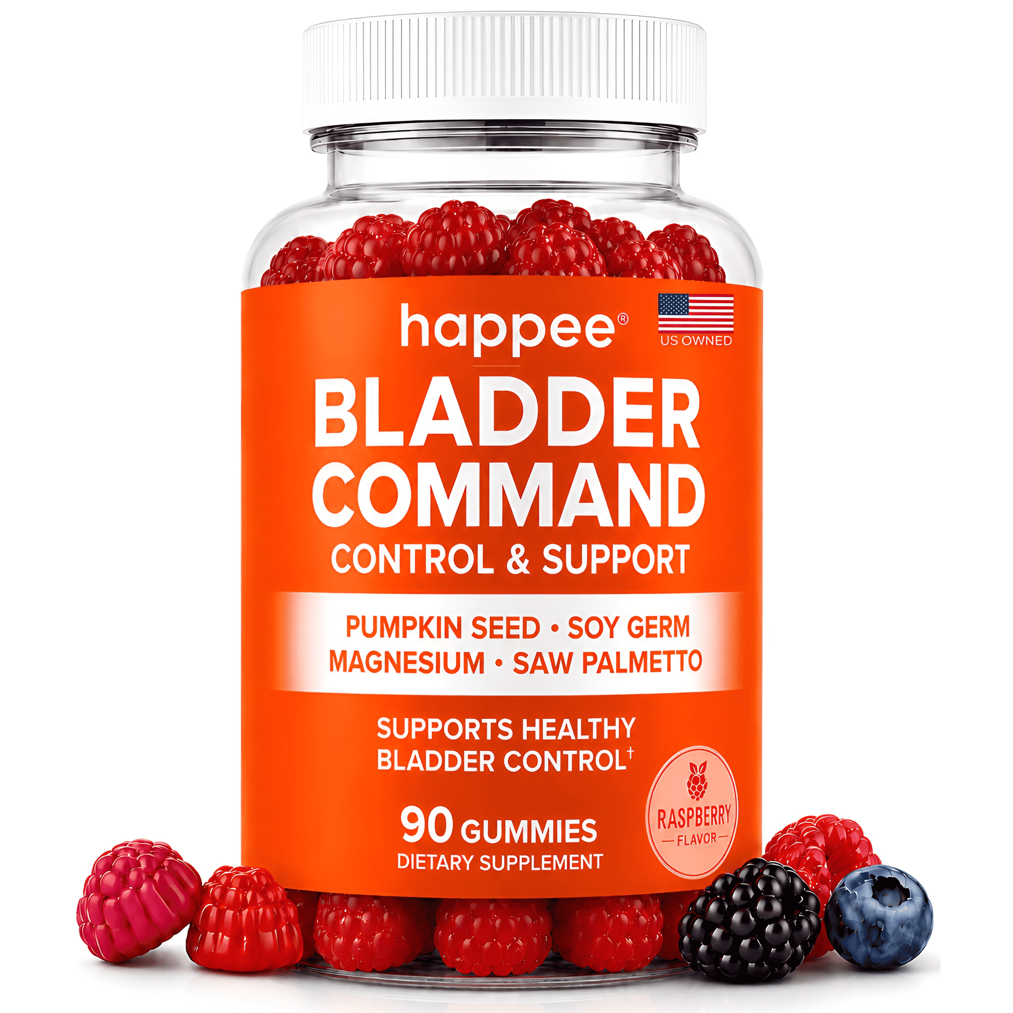 Happee Bladder Control Supplement for Women & Men – Bladder Support with Pumpkin Seed & Soy Germ – 90 Sugar Free Gummies