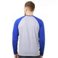thumbnail image 3 of Men's Long Sleeve Crew Neck Baseball Shirt, Casual Dynamic Cotton Raglan T Shirts, Royal Blue/Heather Gray XL, 1 Count, 1 Pack, 3 of 7