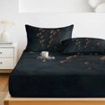 thumbnail image 6 of Twin XL Size Fitted Sheet Set - Dried Flowers 2 Piece Bedding Sets 16" Deep Pocket Fitted Sheet with 1 Pillowcases, Abstract Black Retro Flowers Plants Brushed Microfiber Hotel Luxury Bed Sheets, 6 of 9