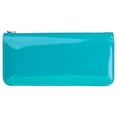 thumbnail image 2 of Women's Aqua Glossy Patent Leather Wallet with Card Holder Organizers and Convertible Vegan Leather Strap Wristlet, 2 of 6