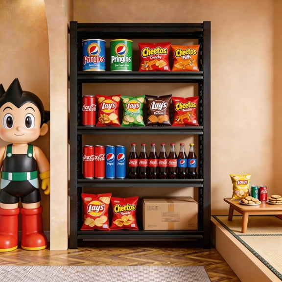 Black 5-Tier Garage Storage Shelving, 2000 lb Capacity Adjustable Metal Utility Shelves, Heavy Duty Rack for Kitchen Organization, Warehouse, Basement | 36"W x 18"D x 72"H