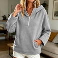 thumbnail image 2 of Jsaierl Women's Trendy Half Zip Hoodies Sweatshirts with Drawstring Kangaroo Pocket Lightweight Athletic Travel Tops S-2XL, 2 of 6