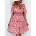 thumbnail image 3 of Vestido PRETTYGARDEN 2025 Floral de Verano con Escote Cuadrado Rojo S, 3 of 7