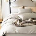 thumbnail image 4 of PURE ERA 100% Long Staple Cotton Duvet Cover Set 800 Thread Count Sateen Silky Soft Luxurious Smooth Beige Queen, 4 of 7